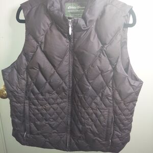 Eddie Bauer Premium Goose Down Vest Lightweight Brown Xl Pockets Gorpcore